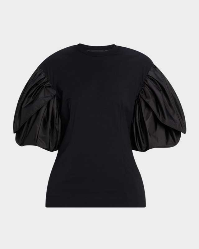 Petal Puff-Sleeve Sculpted T-Shirt